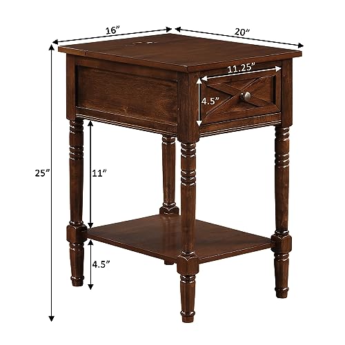 Convenience Concepts Country Oxford End Table with Charging Station, Espresso