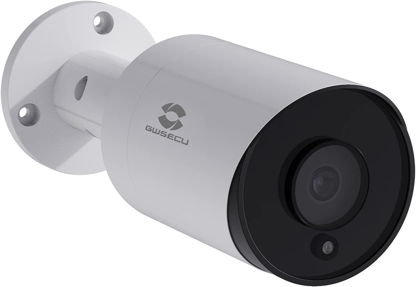 GWSECU 5MP PoE IP Camera with Mic, 1-Way Audio 2.8mm HD Video Surveillance Cam, Smart Human Detection, 100ft Night Vision, Network Security Cameras for Outdoor/Indoor Use