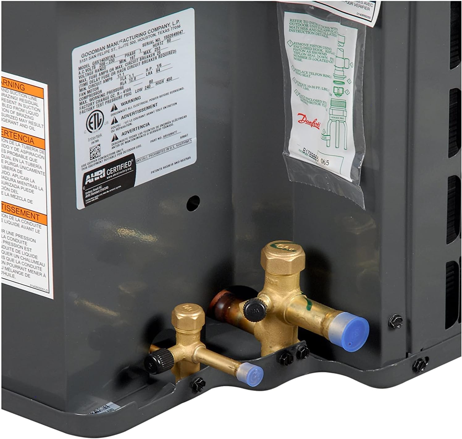 Goodman 2 Ton 16 SEER Split-Systems Unit Bundle. GSX16S241, ASPT29B14 with Extra Package of Whip, Disconnect, Condenser Pad, and Thermostat
