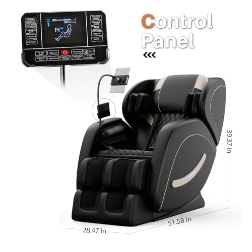 Massage Chair Full Body, Zero Gravity Massage Chair with Auto Modes, Airbag Massage, 6 Fix Point Rollers, Foot Massage, Heating, Touch Screen Controller, Gray Home Relaxation Recliner with Massage
