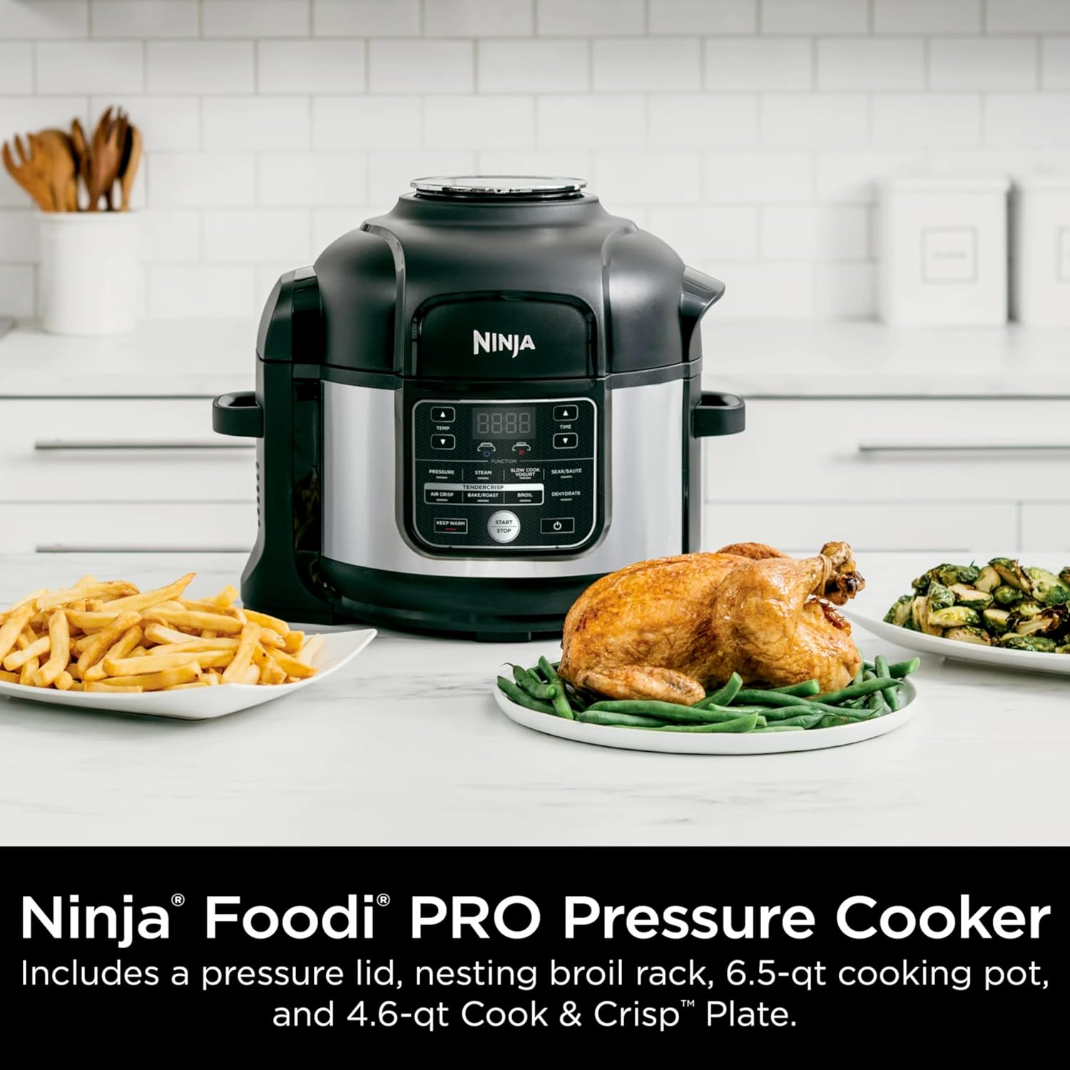 Ninja Foodi OS300 10-in-1 6.5-Quart Pro Pressure Cooker Air Fryer Multicooker, Stainless, Indoor grill’s wide temperatureCyclonic Grilling Technology 500F, Smoke Control System (Renewed)