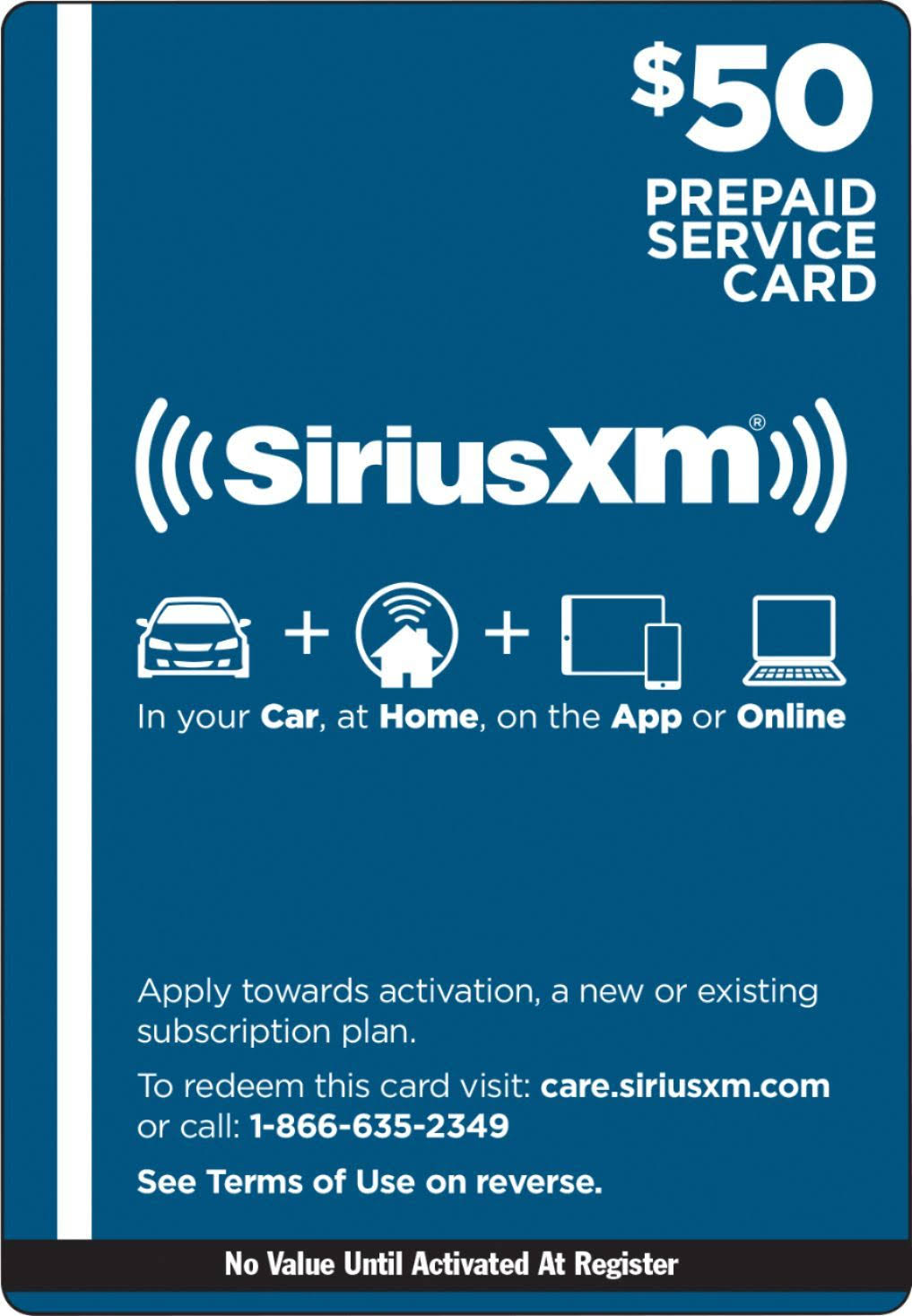 Prepaid Service Card for SiriusXM Satellite Radio - Multi