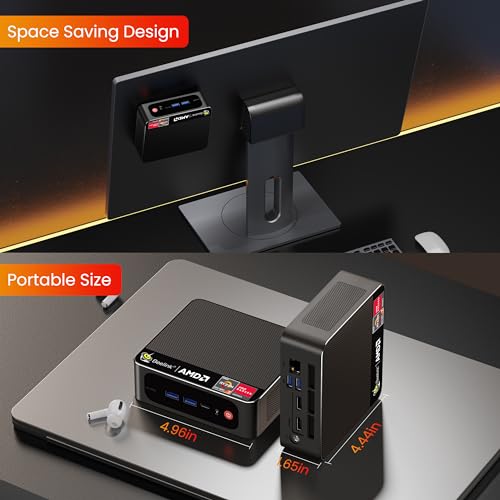 Beelink Mini PC AMD Ryzen 7 5800H Up to 4.4GHz 8C/16T, SER5 16GB RAM 1TB SSD Graphics 8core 2000 MHz, M.2 SSD NVME 2280 Mini Computer WiFi 6/BT5.2/HDMI/DP/USB3.2,Gaming/Office
