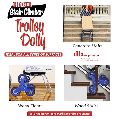dbest products Stair Climber Bigger Trolley Dolly, Black Grocery Shopping Foldable Cart Condo Apartment 44 Inch & Stair Climber Cruiser Cart Shopping Grocery Rolling Folding Laundry Basket