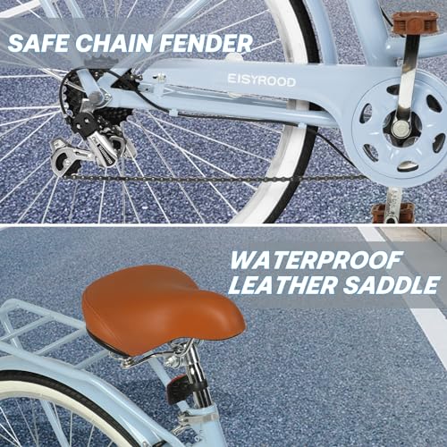 26 Inch Womens Bike, Beach Cruiser Bike for Women, Hybrid Cruiser Bike with 7 Speed, Adjustable Seat, Lightweight Women Beach Cruiser Bike with Anti-Skid Tires, Multi Colors