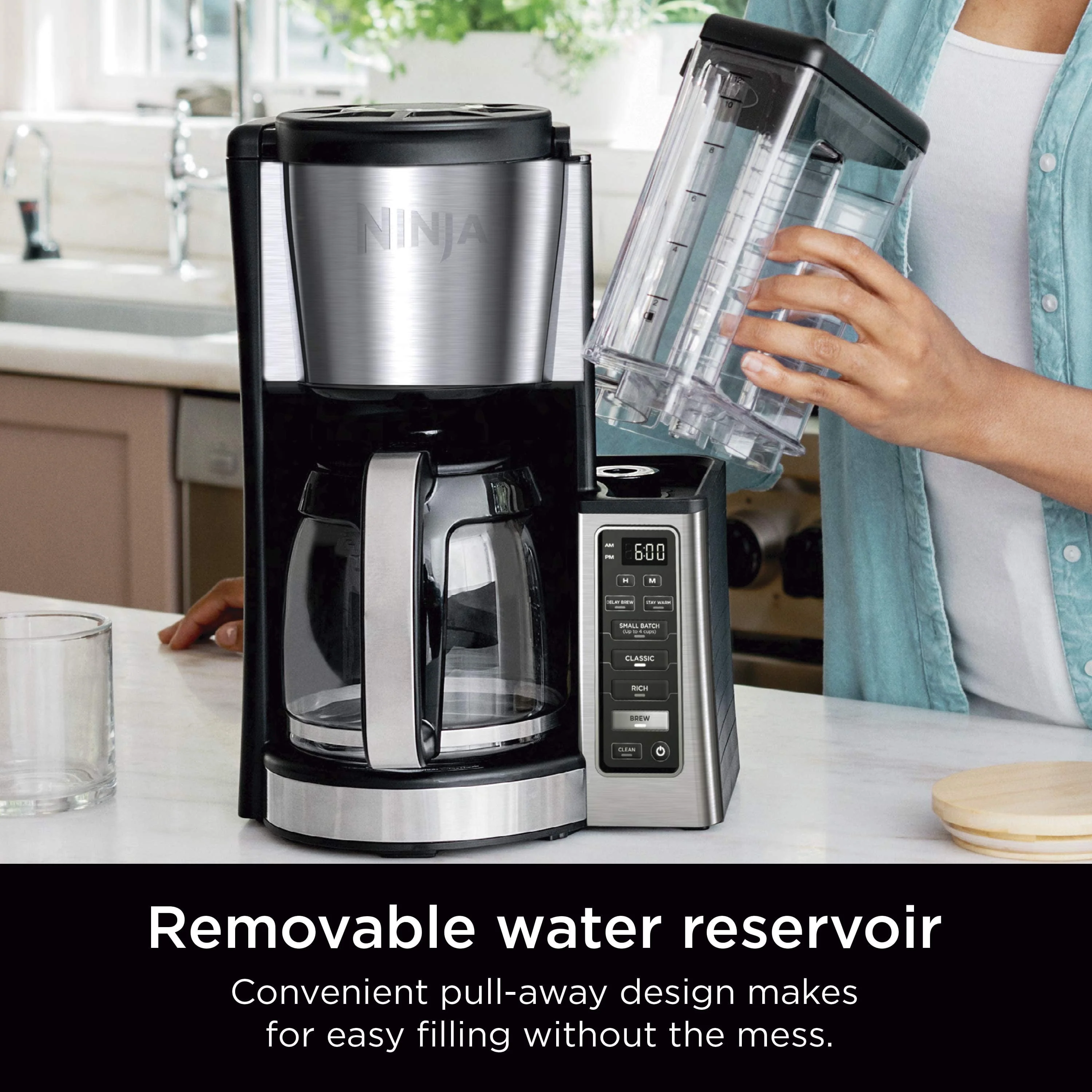 Ninja® 12-Cup Programmable Coffee Maker, Glass Carafe, Stainless Steel, CE250