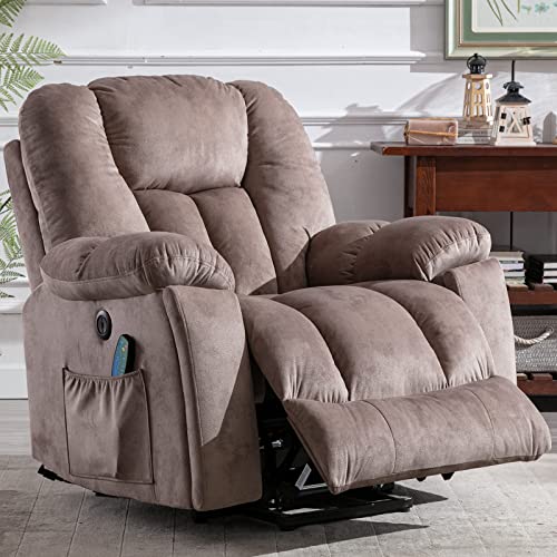 CANMOV Large Power Lift Recliner Chair with Massage, Heat, and USB for Elderly, Overstuffed Wide Recliners, Heavy Duty and Safety Motion Reclining Mechanism, Gray