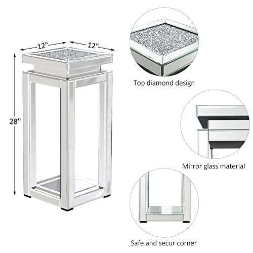 ENENE Mirrored End Table Crushed Diamond Coffee Table for Living Room Small Spaces Side Table for Bedroom Office Hallway Entryway