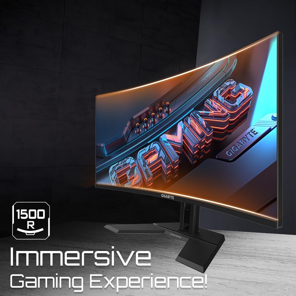 Gigabyte GS34WQC 34" 120Hz 1440P Curved Gaming Monitor, 3440x1440 VA 1500R Display, 1ms (MPRT) Response Time, HDR Ready, FreeSync Premium, 1x Display Port 1.4, 2X HDMI 2.0,Black