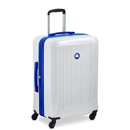 DELSEY Paris Christine Hardside Expandable Luggage with Spinner Wheels, White with Mauve Trim, Carry On 20 Inch