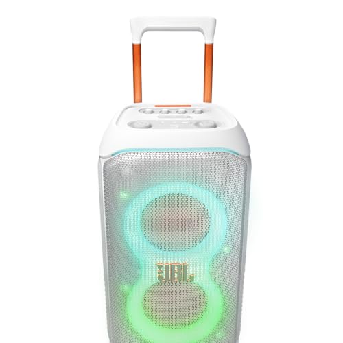 JBL PartyBox Stage 320 - Portable Party Speaker with Telescopic Handle & Wide, Sturdy Wheels, Powerful JBL Pro Sound, Futuristic lightshow, Up to 18 Hours of Play time, Splash Proof (Black)