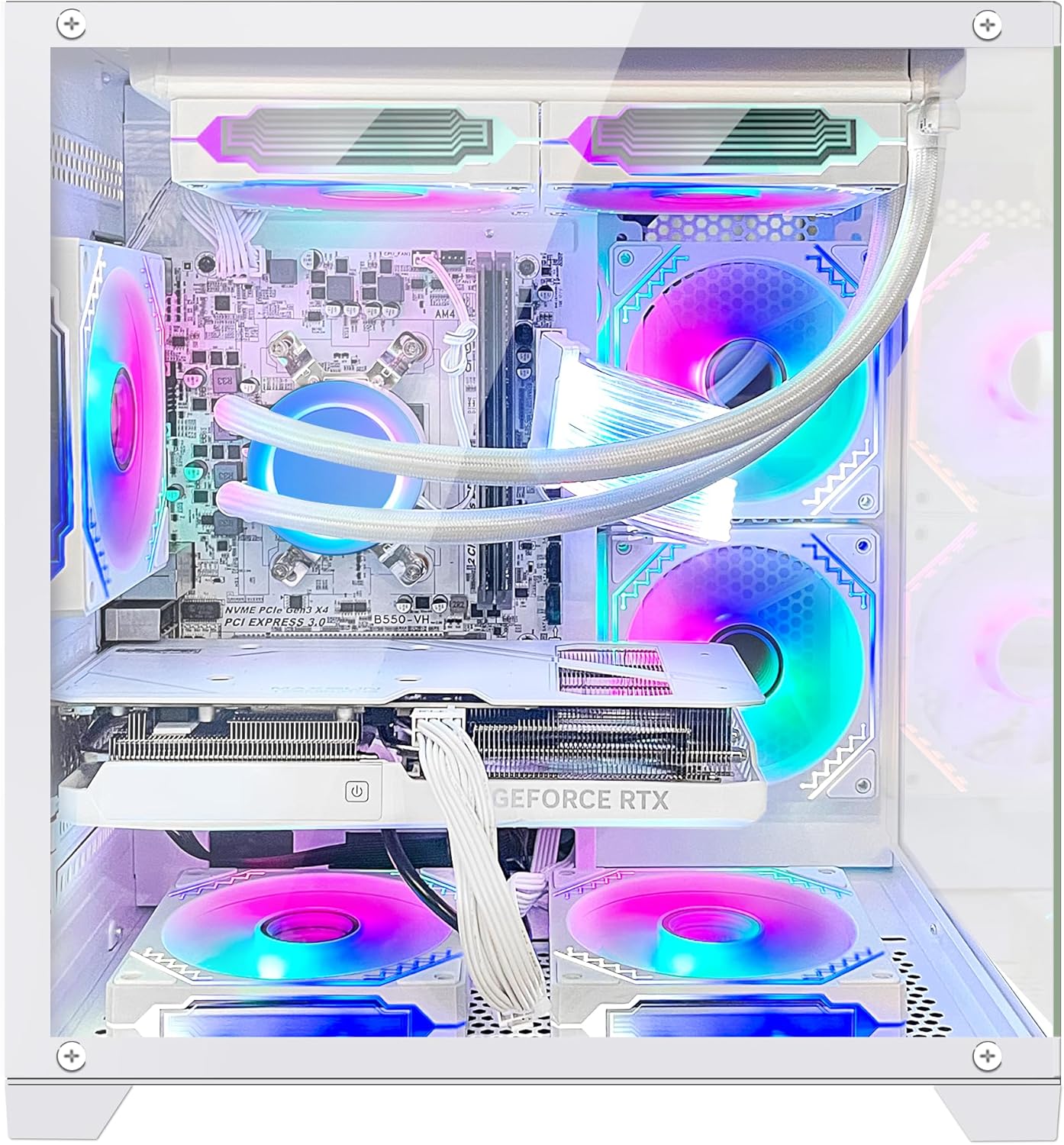 Gaming PC -AMD Ryzen 5 5600X 3.7 GHz-RTX 4060 8GB-16GB DDR4 RAM-1TB M.2 SSD-240 Liquid Cooler -WiFi &Bluetooth -RGB Fans-Windows 11 Pro Desktop Computer-White