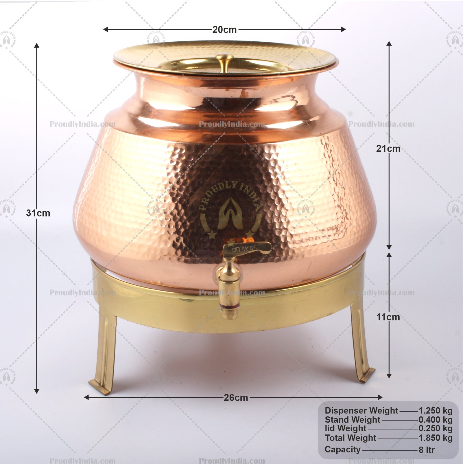 Proudlyindia Water Tap Dispenser, Copper Dispenser, Water Dispenser, Copper Pot, Copper Water Vessel, Water Container, Vintage Water Cooler