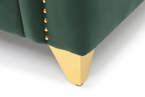 81" Chesterfield Sofa, Deep Button Tufted Upholstered Accent Sofa with Square Arm and Gold Legs, Large Sofa Couch with 2 Pillows and Nailhead Trim for Living Room Apartment Office, Green