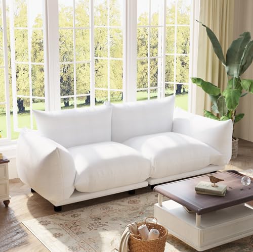 Modern Cloud Sectional Sofa,3 Seater Chaise Lounge with 3 Lumbar Pillows,Modular Furniture Couch,for Living Room,Bedroom,Office,Apartment,Beige
