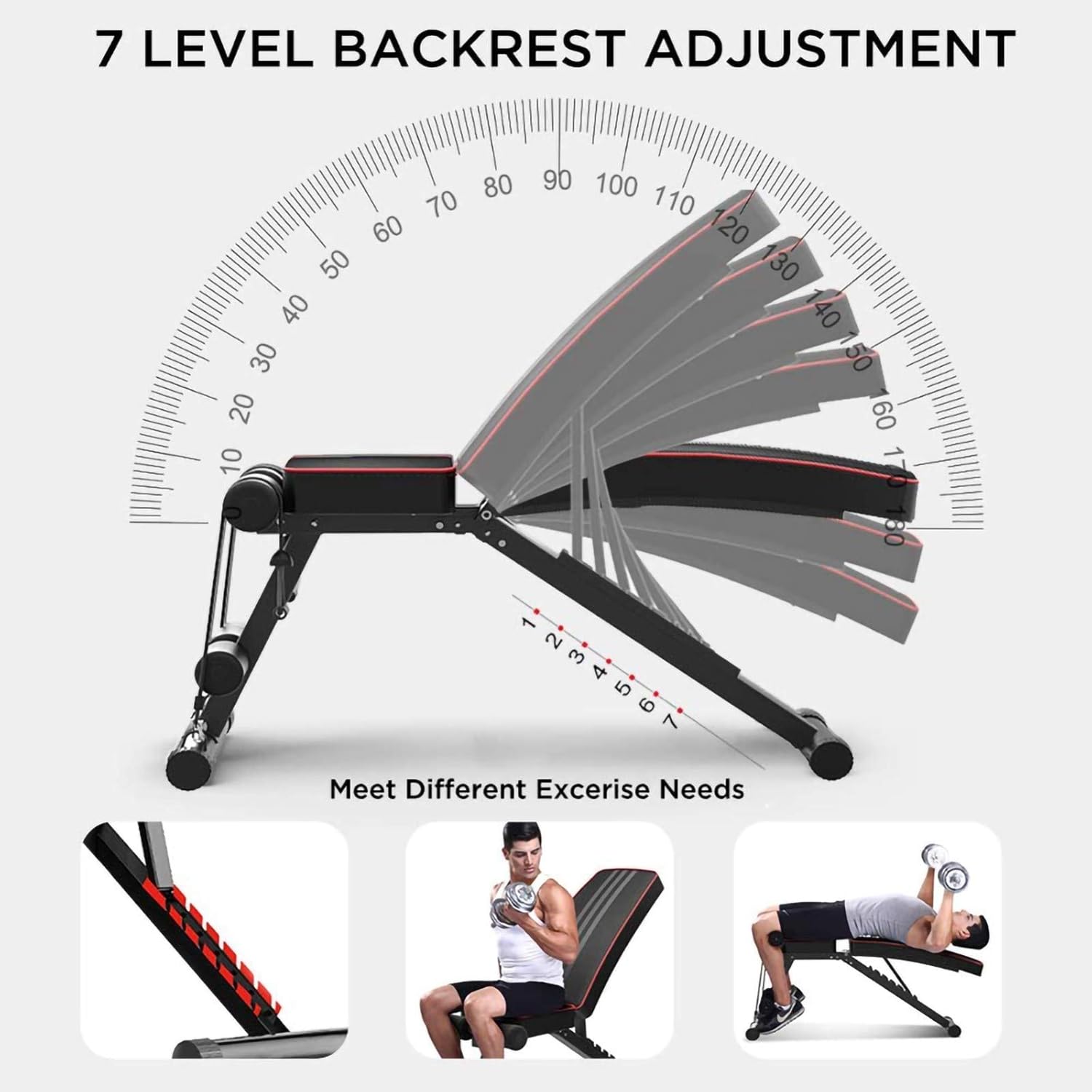 Folding Dumbbell Stool - Utility Adjustable Weight Bench - Foldable Flat/Incline/Decline Bench Press - Sit Up Bench - For Home Training Gym Weight Lifting