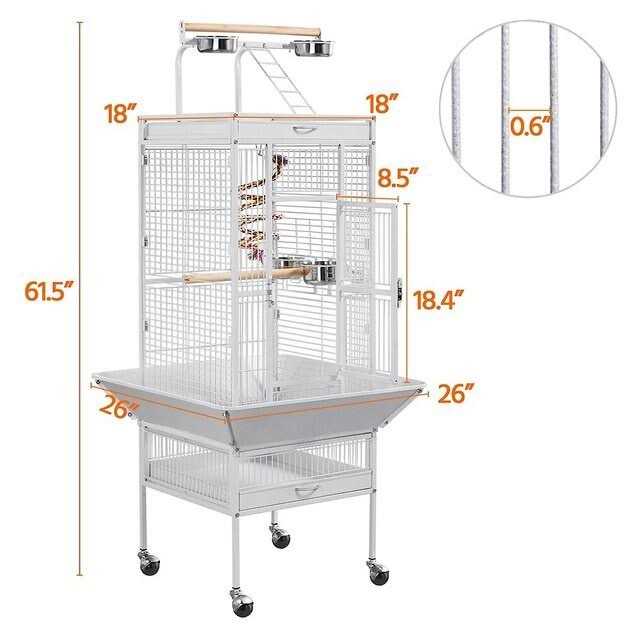 Yaheetech Rolling Metal Parrot Cage with Playtop - Pet Supplies online store