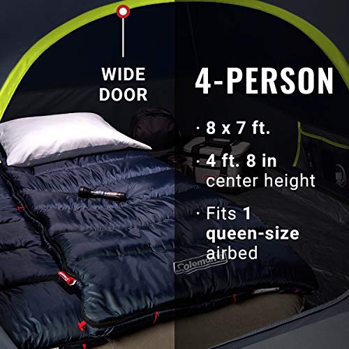 Coleman Skydome Camping Tent with Dark Room Technology, 4/6/8/10 Person Family Tent Sets Up in 5 Minutes and Blocks 90% of Sunlight, Weatherproof Tent with Extra Storage and Ventilation