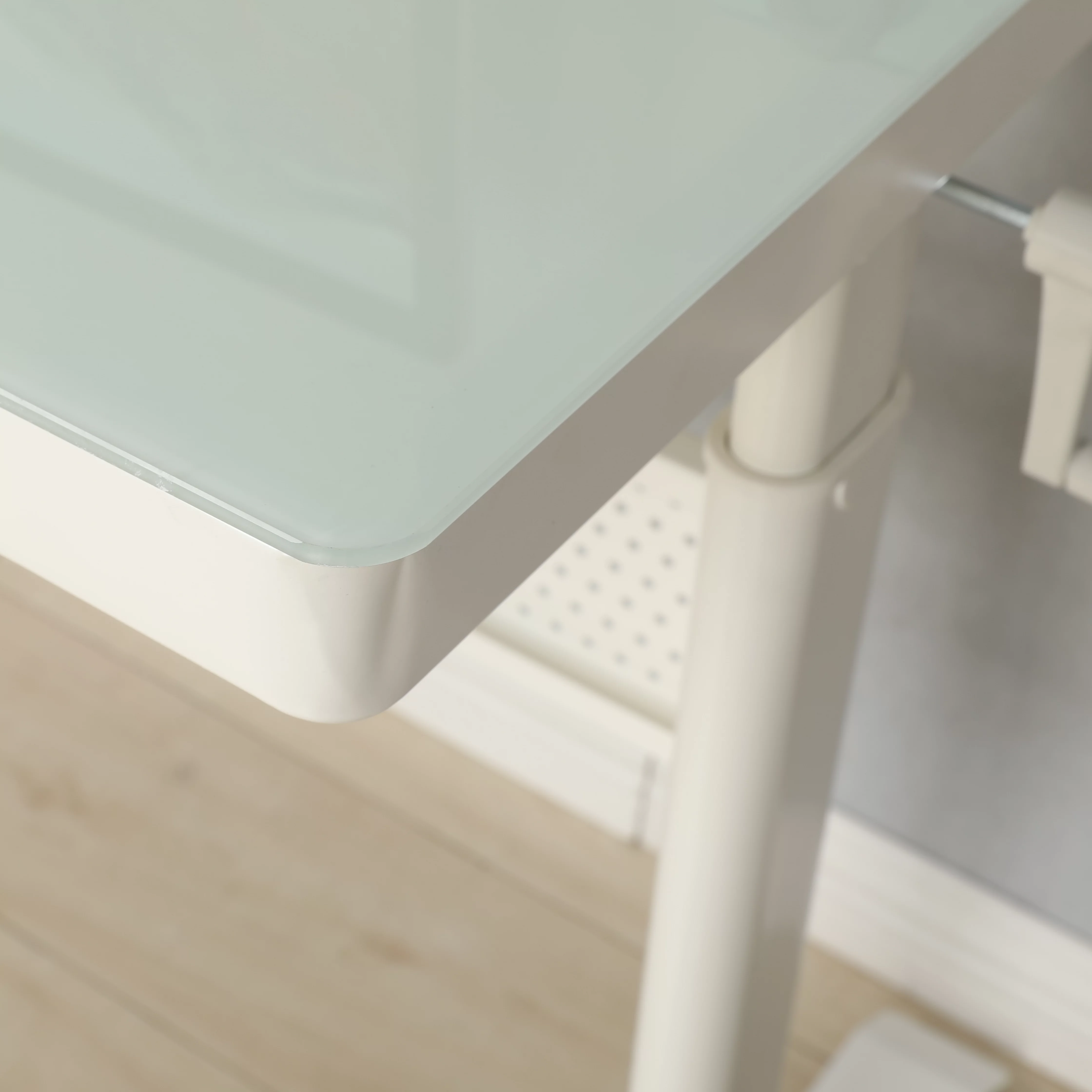 Tempered Glass Standing Desk with Metal Drawer 48 x 24 Inches , Adjustable Height Stand up Desk, Sit Stand Home Office Desk, Ergonomic Workstation