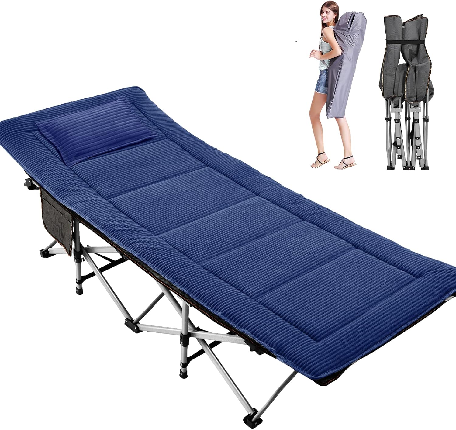 Folding Camping Cots for Adults Heavy Duty cot with Carry Bag, Portable Sleeping Bed for Camp Office Use Outdoor Cot Bed for Traveling