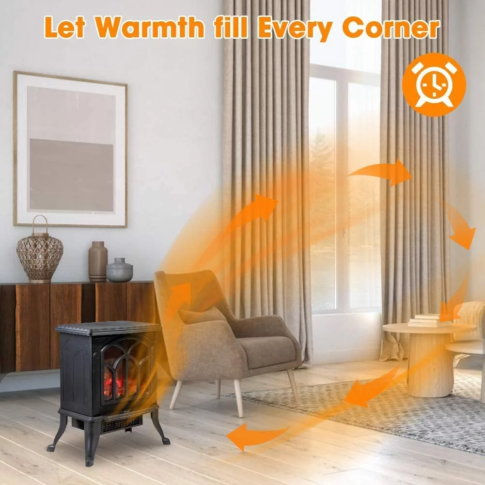 Infrared Quartz Electric Fireplace Stove Heater, Black
