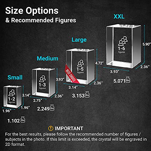 ArtPix 3D Premium Crystal Photo, Personalized Gifts for Mom, Women, Wife, Men, Her, Husband,Grandma, Great Customized Gift With Your Own Photo, Custom Birthday 3D Picture Rectangle, Couples Gifts