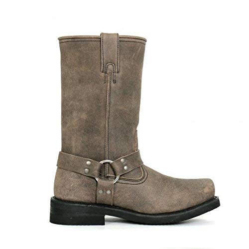 Hot Leathers BTM1003 Men's Stone Wash Brown 11-inch Tall Harness Leather Boots - 8