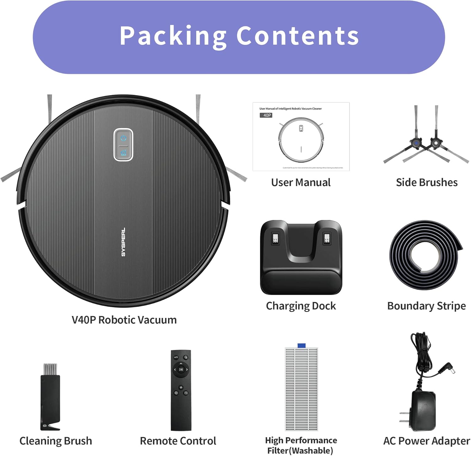 SYSPERL Robot Vacuum Cleaner,Robot Vacuum with Mapping Technology, Automatic Robot Vacuum Cleaner,120 Mins Runtime,2600Pa Robot Vacuum Mapping,Alexa Compatible,Robot Vacuum for Pet Hair,Hard Floor