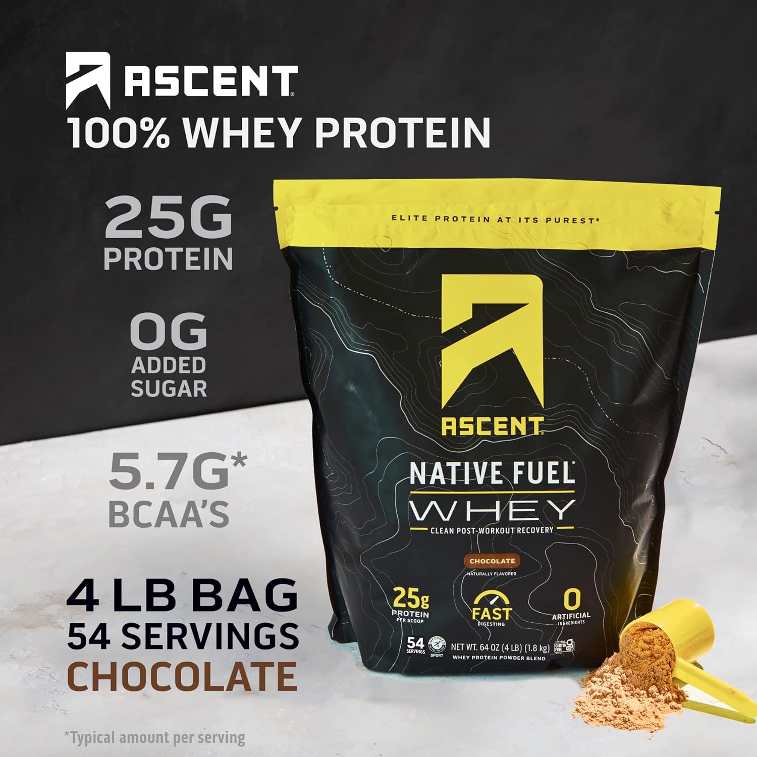 Ascent Whey 4 lb + Plant Protein Powder 18 Servings - Chocolate