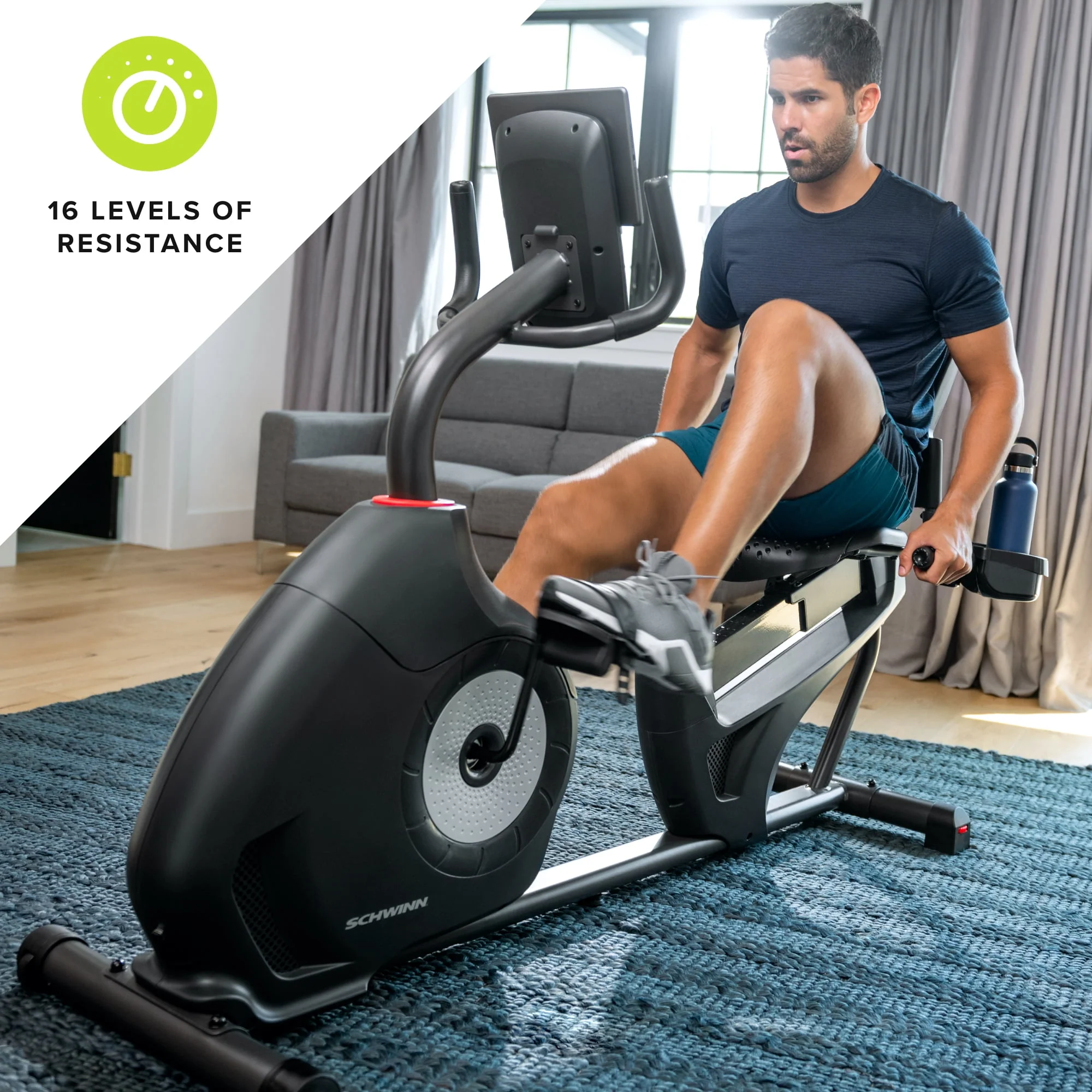 Schwinn 230 Recumbent Exercise Bike with Explore the World and Zwift Compatibility