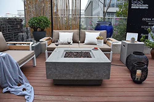 Elementi Manhattan Outdoor Table 37 Inches Natural Gas Patio Heater Concrete Firepits Outside Electronic Ignition Backyard Fireplace Cover Lava Rock Included