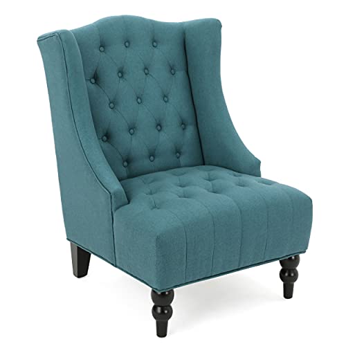 Christopher Knight Home Toddman High-Back Fabric Club Chair, Dark Blue 33.75D x 27.25W x 38.5H in