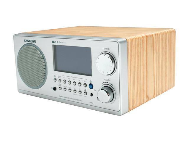 Sangean WR-2 FM/AM Wooden Cabinet Table Top Digital Tuning Receiver, Walnut