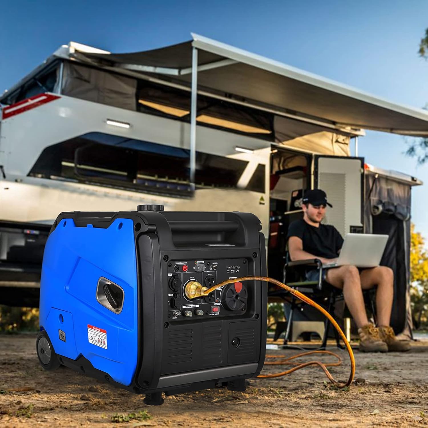 BILT HARD 4000 Watt Quiet Inverter Generator, with Electric Start, Fuel Shut Off, Gas Powered RV Ready Outdoor Portable Generator 4000W, EPA & CARB