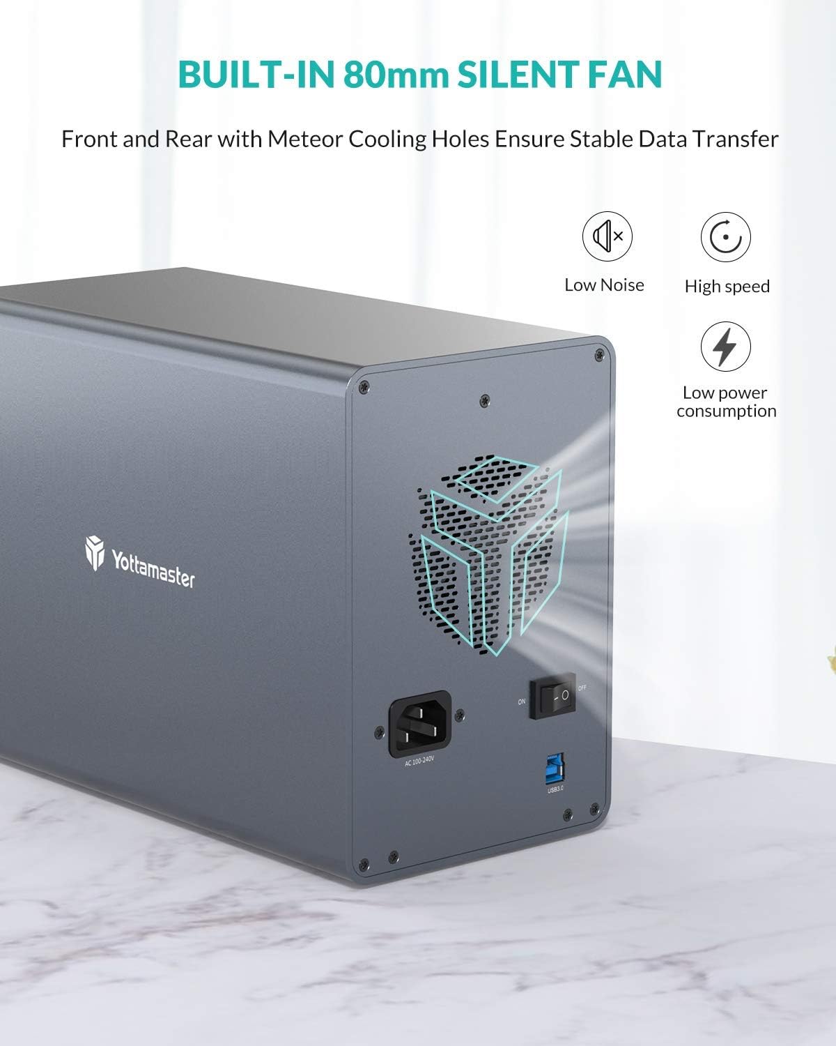 4 Bay Hard Drive Enclosure,Yottamaster Aluminum Alloy 2.5/3.5 USB3.0 to SATA3.0 External HDD SSD Storage Enclosure,Support 4 x 18 TB Capacity,Ideal for Enterprise-Class Storage Solution[FS4U3]