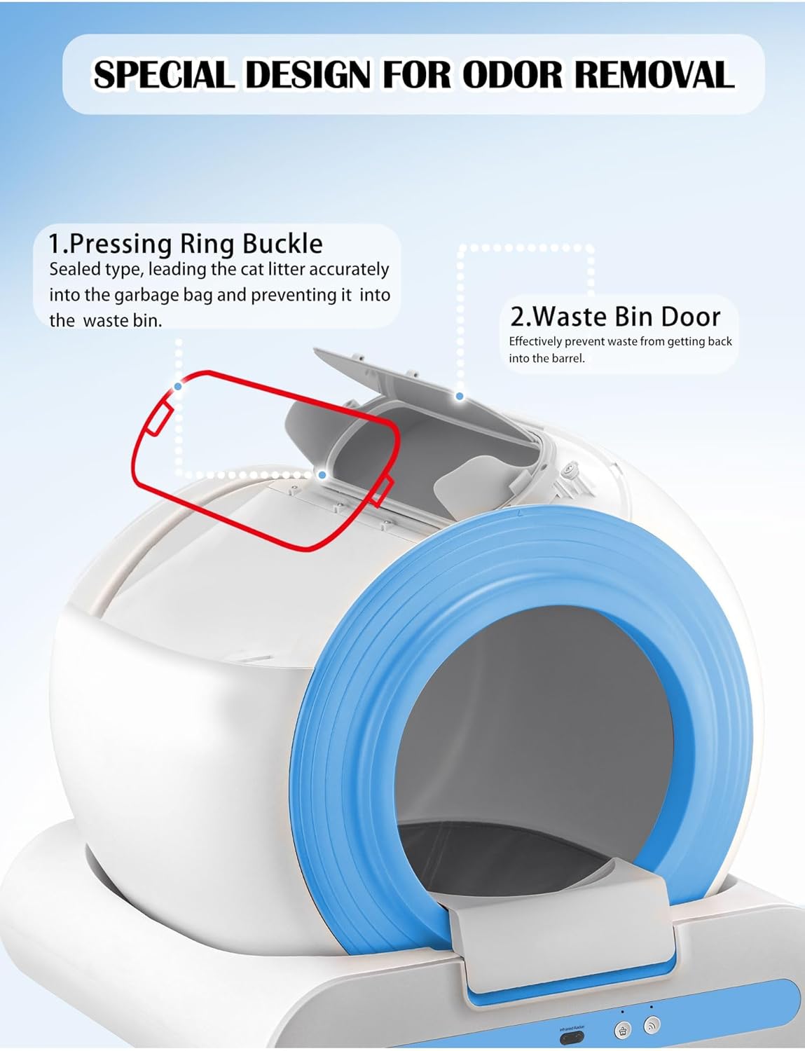 Self Cleaning Litter Box Automatic Cat Litter Box Self Cleaning with APP Odor Control Cat Litter Box Automatic Cleaning for Multiple Cats Families
