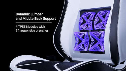 VERTAGEAR PL4800 Ergonomic Big & Tall Gaming Chair Featuring ContourMax Lumbar & VertaAir Seat Systems - RGB LED Kits Upgradeable - Black/White