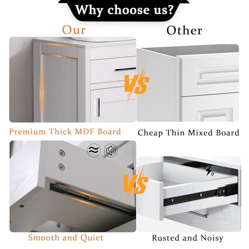 24 Inch Bathroom Vanity Sink Combo, Modern Pedestal Vanity Set, Sink Stand Under Sink Storage Cabinet Basin Vessel Sink with Chrome Faucet, Pop Up (WHITE WOOD 99B)
