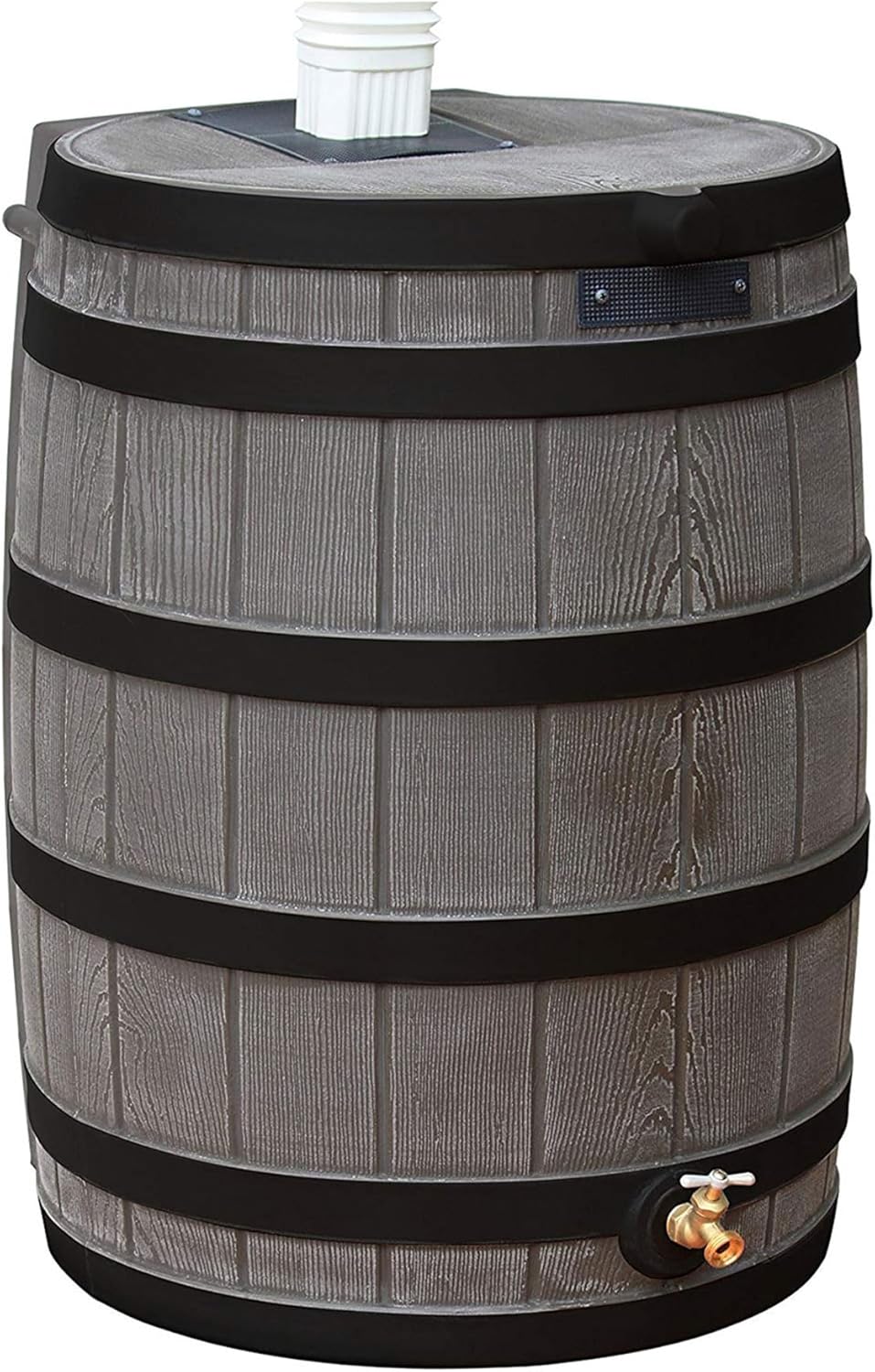 Good Ideas Rain Wizard Water Storage Premium Quality Barrel with Darkened Ribs, Brass Spigot, Safety Screen, and 50 Gallon Capacity, Oak, (2 Pack)