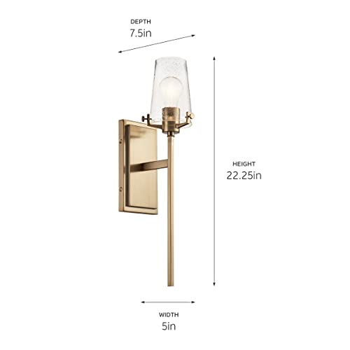 Kichler, Alton 22.25 inch 1 Light Wall Sconce with Clear Seeded Glass in Champagne Bronze, 45295CPZ
