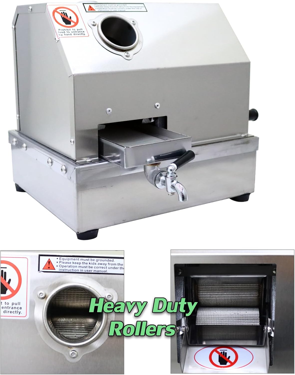 Manual Sugarcane Juicer Crusher Machine Commercial Sugar Cane Press Juicer Machine Sugar Cane Extractor Squeezer with 2 Peeling Knives