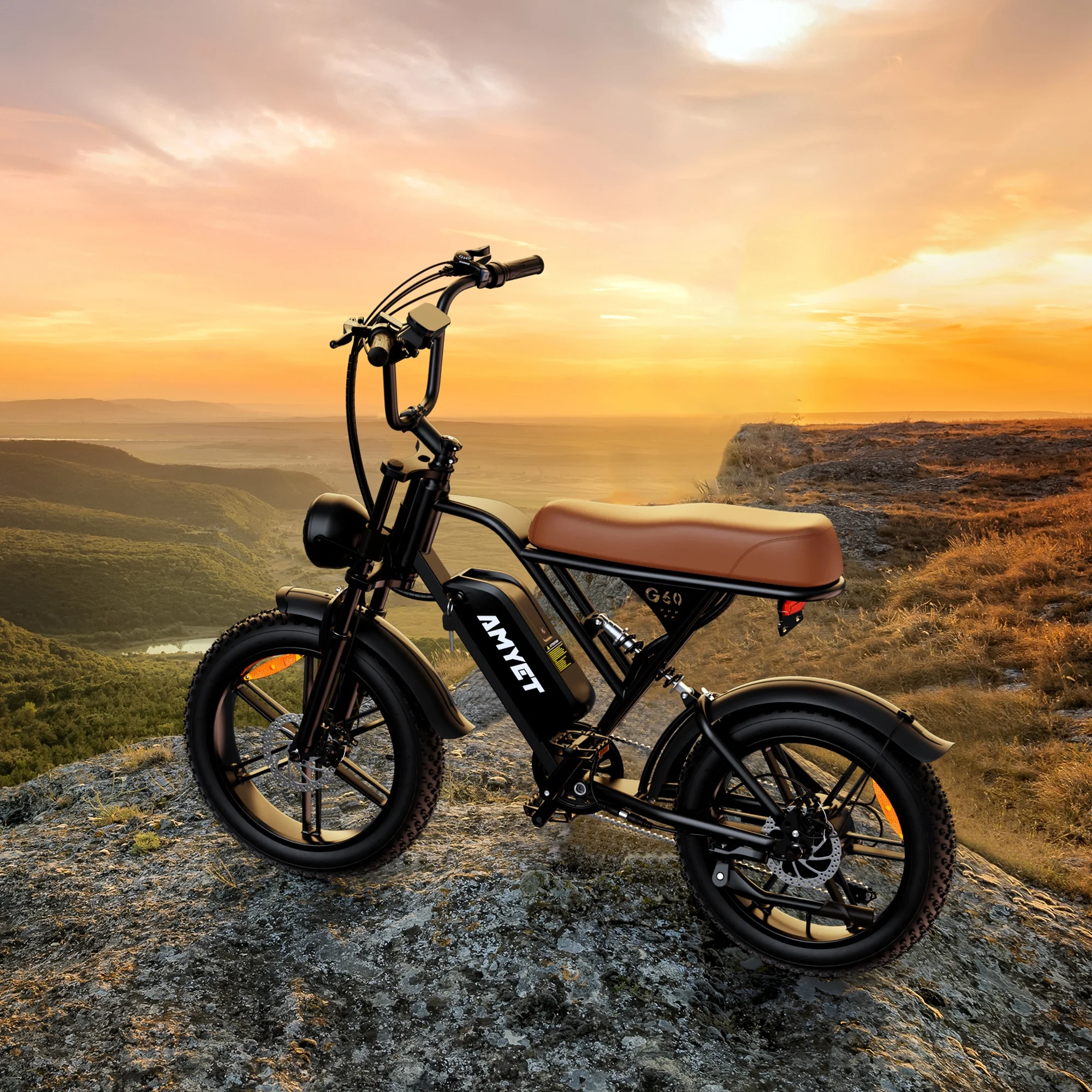 AMYET G60 Electric Bike for Adults,750W Ebike with 48V20Ah Removable Battery,20MPH &70 Miles 7 Speed Gears,20" Fat Tire Electric Bike,Dual Shock Absorber,Adults Electric Bicycle for Men