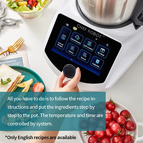 ChefRobot Kitchen Food Processor Robot Smart All-In-One Cooker,Chopper,Steamer,Juicer,Blender,Boil,Knead,Weigh, Multi-Functional Self-Cleaning with Guided Recipes,WiFi Built-In,App Control