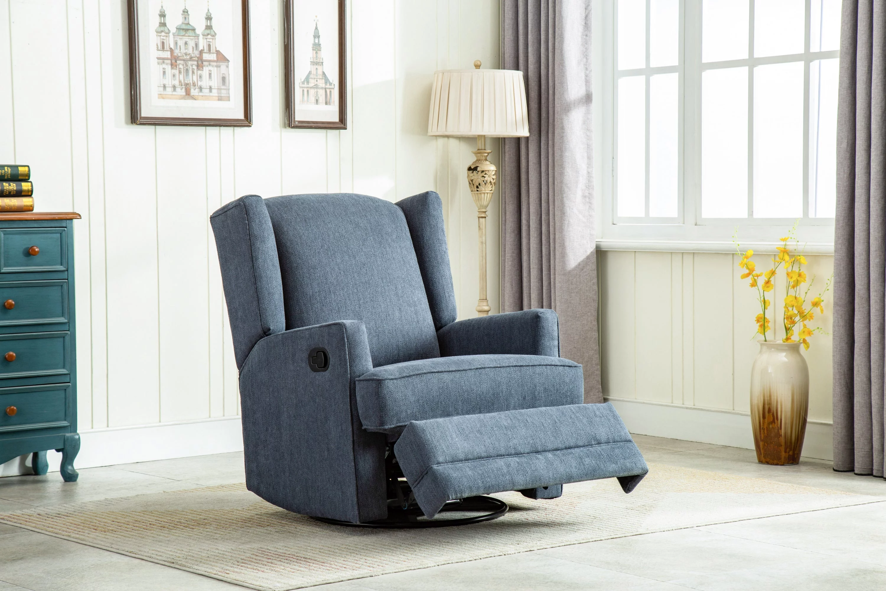 Smithfield Wingback Swivel Glider Recliner - Blue