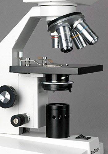 Amscope Binocular Biological Microscope 40X-2500X with Extensive Slide Preparation Kit and Book, White