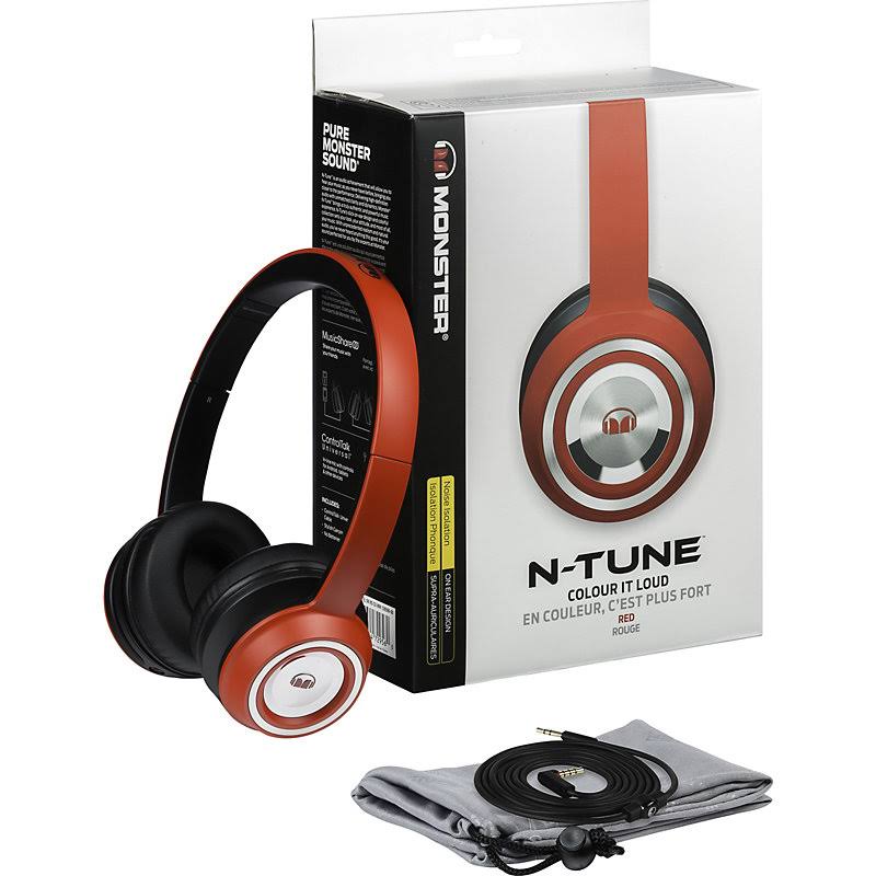 Monster N-Tune On-Ear Headphones, Cherry Red