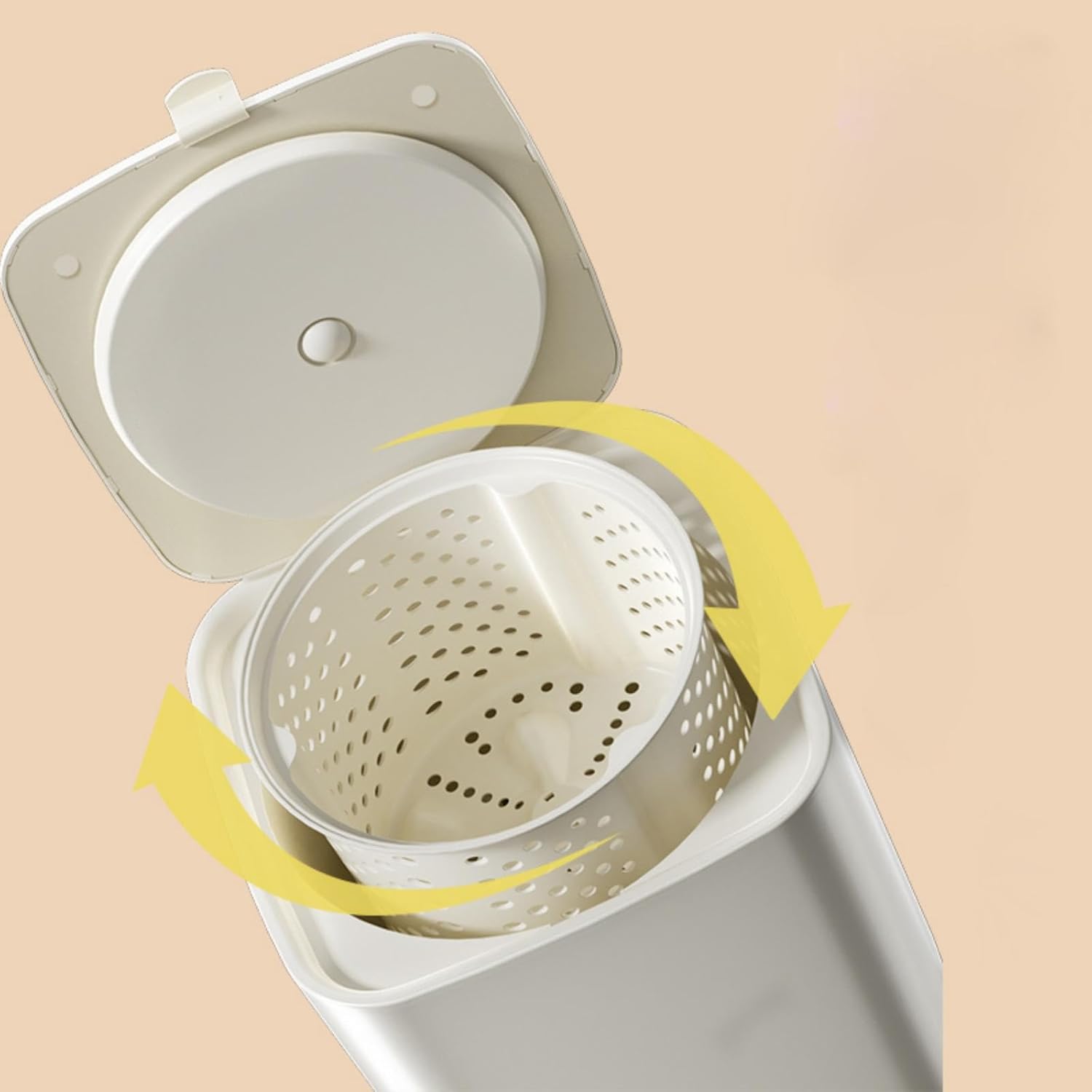 Fully Automatic Small Washing Machine, Mini Washer 7L Capacity with 3 Modes Deep Cleaning for Underwear, Baby Clothes, Small Items, Portable Washing Machine for Apartments, Camping, Travel (Beige)