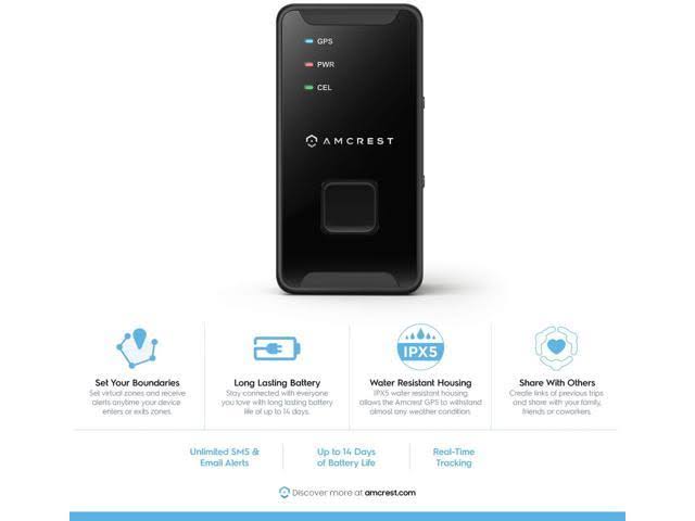 Amcrest 4G LTE GPS Tracker - Portable Mini Hidden Real-time GPS Tracking Device for Vehicles, Cars, Kids, Persons, Assets W/geo-