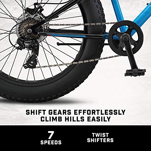 Mongoose Argus Trail or ST Fat Tire Mountain Bike, 20, 24 or 26 Inch Bike for Kids and Adults, 7 or 16 Speed, Aluminum or Steel Frame, Knobby Mountain Fat Tires, Mechanical Disc Brakes