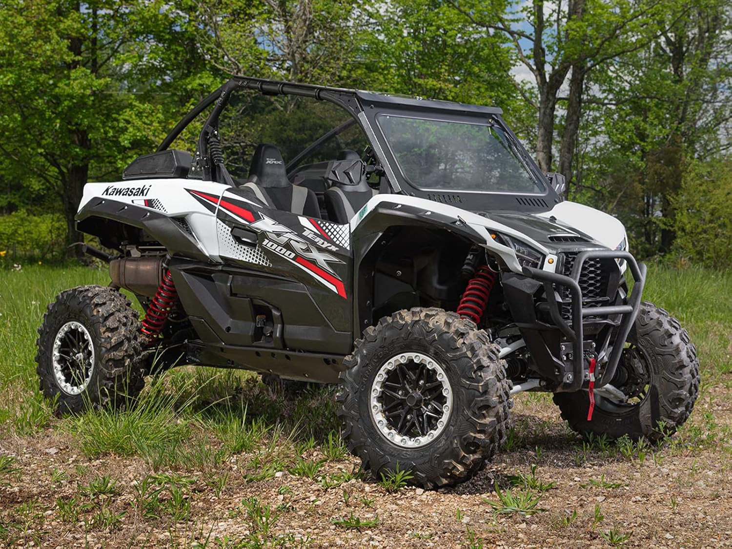 SuperATV Glass Windshield for 2020+ Kawasaki Teryx KRX 1000 | Aluminum Frame | DOT Approved Laminated Safety Glass Windshield | Includes Manual Wiper | Built-in Vent